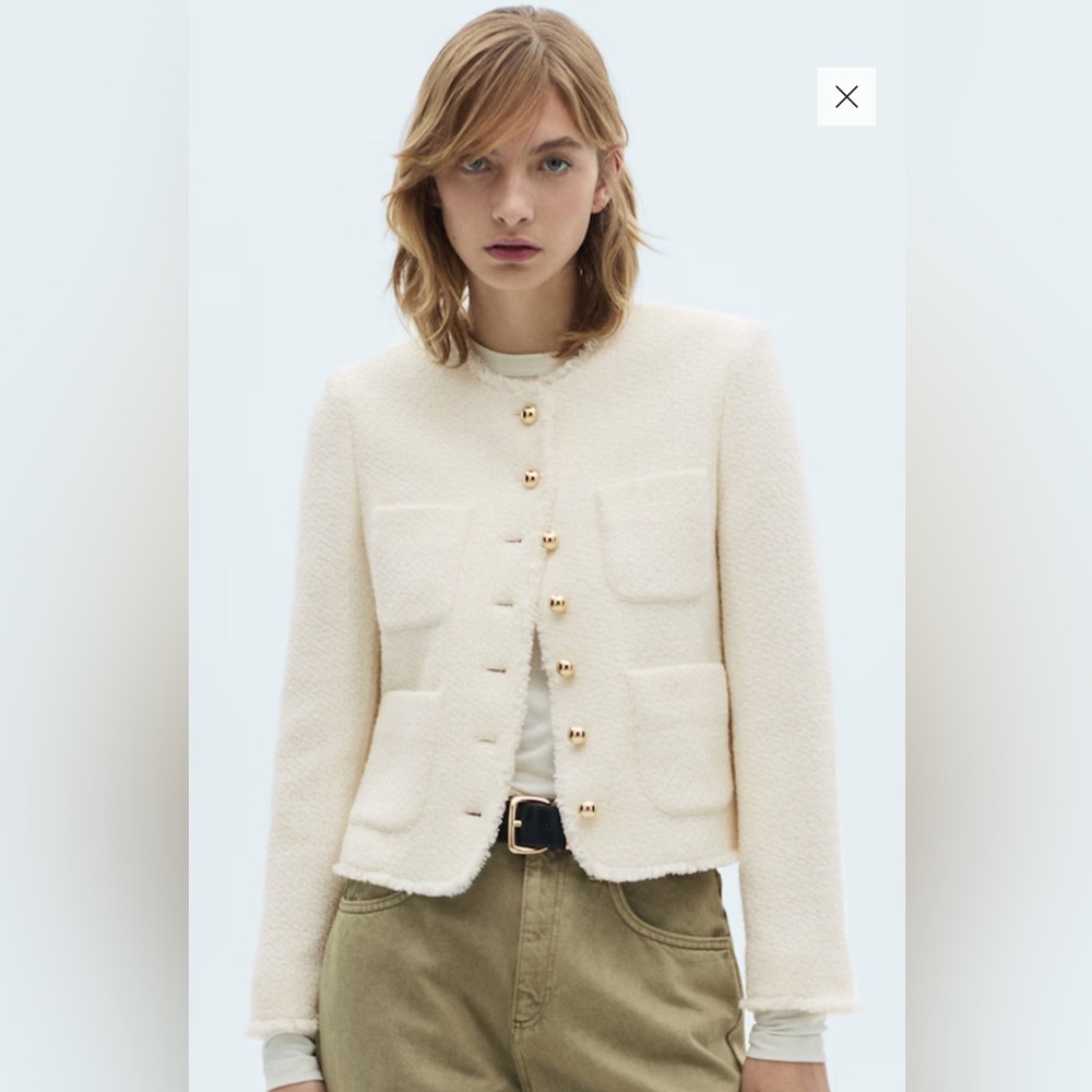 Mango Cream Blazer with Gold Buttons